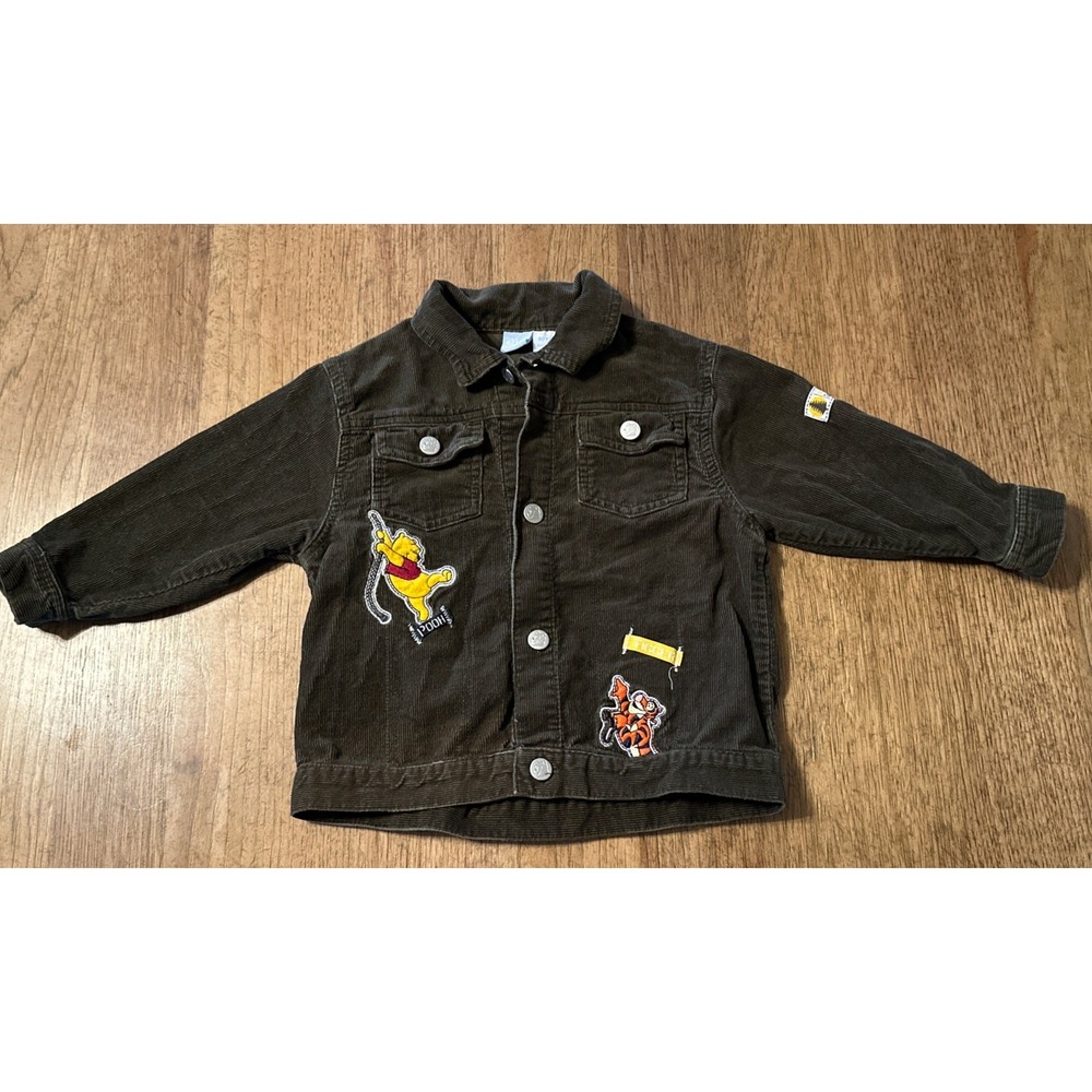Vintage Disney Green Embroidered Winnie the Pooh & Tigger Corduroy Jacket 24M